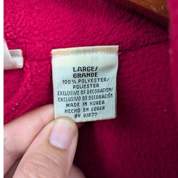 Delicates Red Fleece Robe with Scottie Dog Embroidery Women’s Large Cozy Plush - Picture 6 of 6